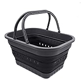 SAMMART 19L (5 Gallon) Collapsible Tub with Handle - Portable Outdoor Picnic Basket/Crater - Foldable Shopping Bag - Space Sa