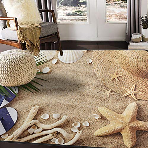 ALAZA-Sandbeach-Starfish-Shell-Tropical-Area-Rug-Rugs-for-Living-Room-Bedroom-7-x-5 ALAZA Sandbeach Starfish Shell Tropical Area Rug Rugs for Living Room Bedroom 7' x 5'
