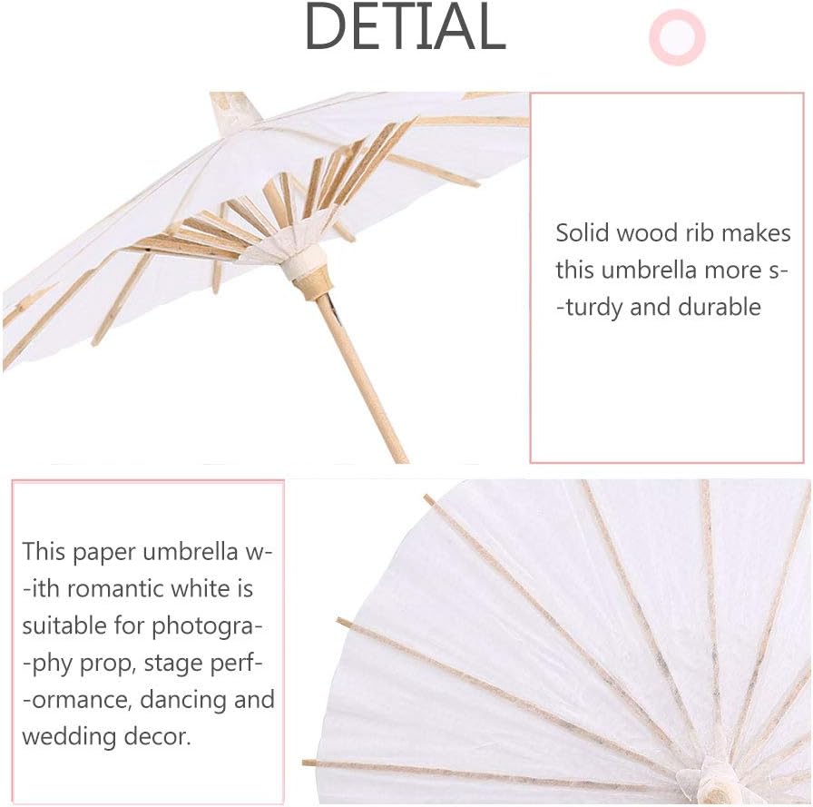 Zerodis White Paper Parasol Umbrella DIY Painting Decorative Wedding Bridal Party Cosplay Prop (30CM) - Image 5