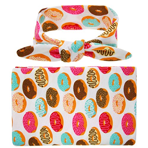 Fighting to Achieve Unisex Baby Swaddle Blanket with Donut Pattern Elastic Rabbit Ear Headband Bow Headwrap Suit