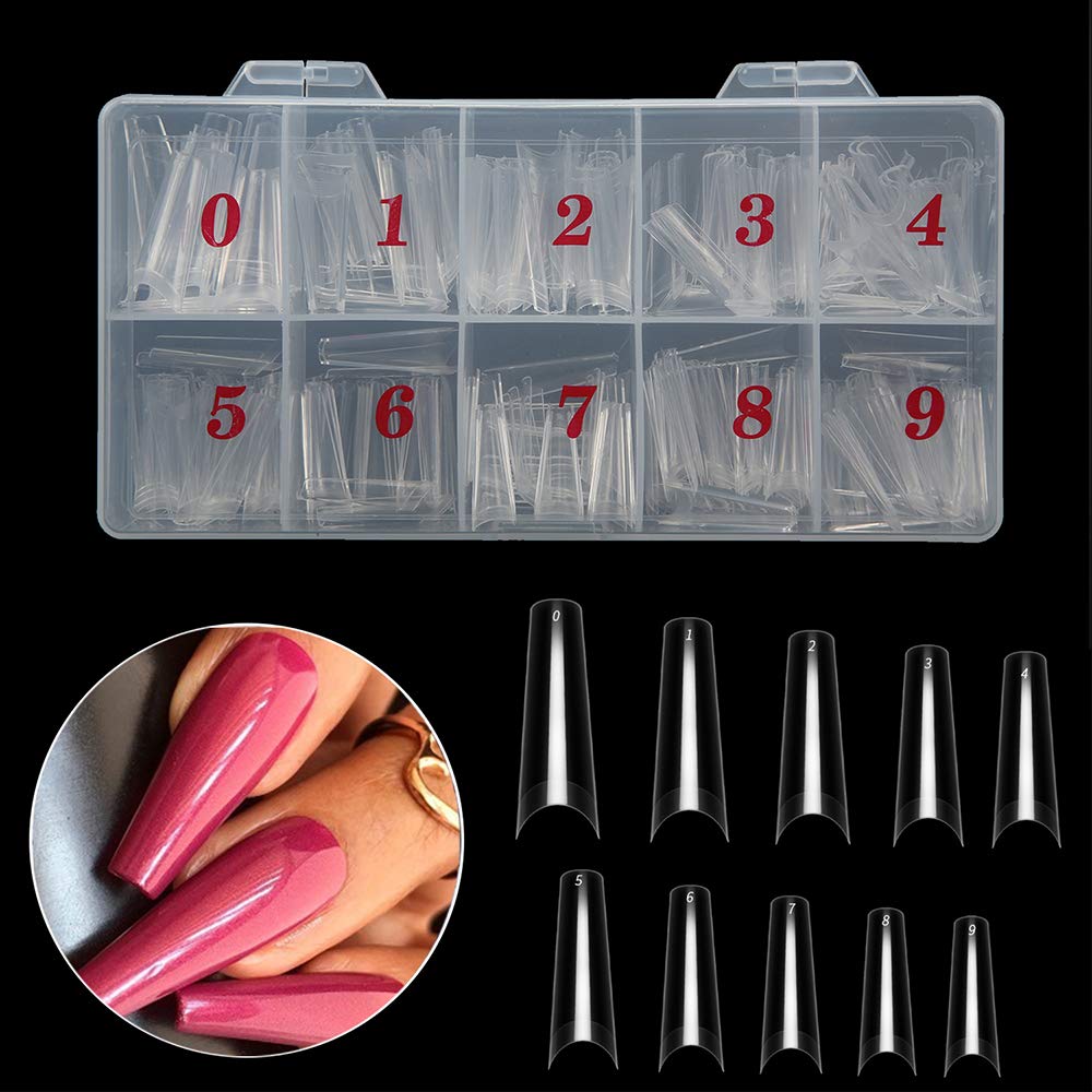 Clear Acrylic Nail Tips French Nail Tips Coffin Fake Nails 500pcs No Crease