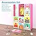 Tespo Portable Clothes Closet Wardrobe for Children and Kids, Cute Cartoon, DIY Modular Storage Organizer, Sturdy and Safe Construction, 12 Deeper Cubes with Hanging Rods (Pink)