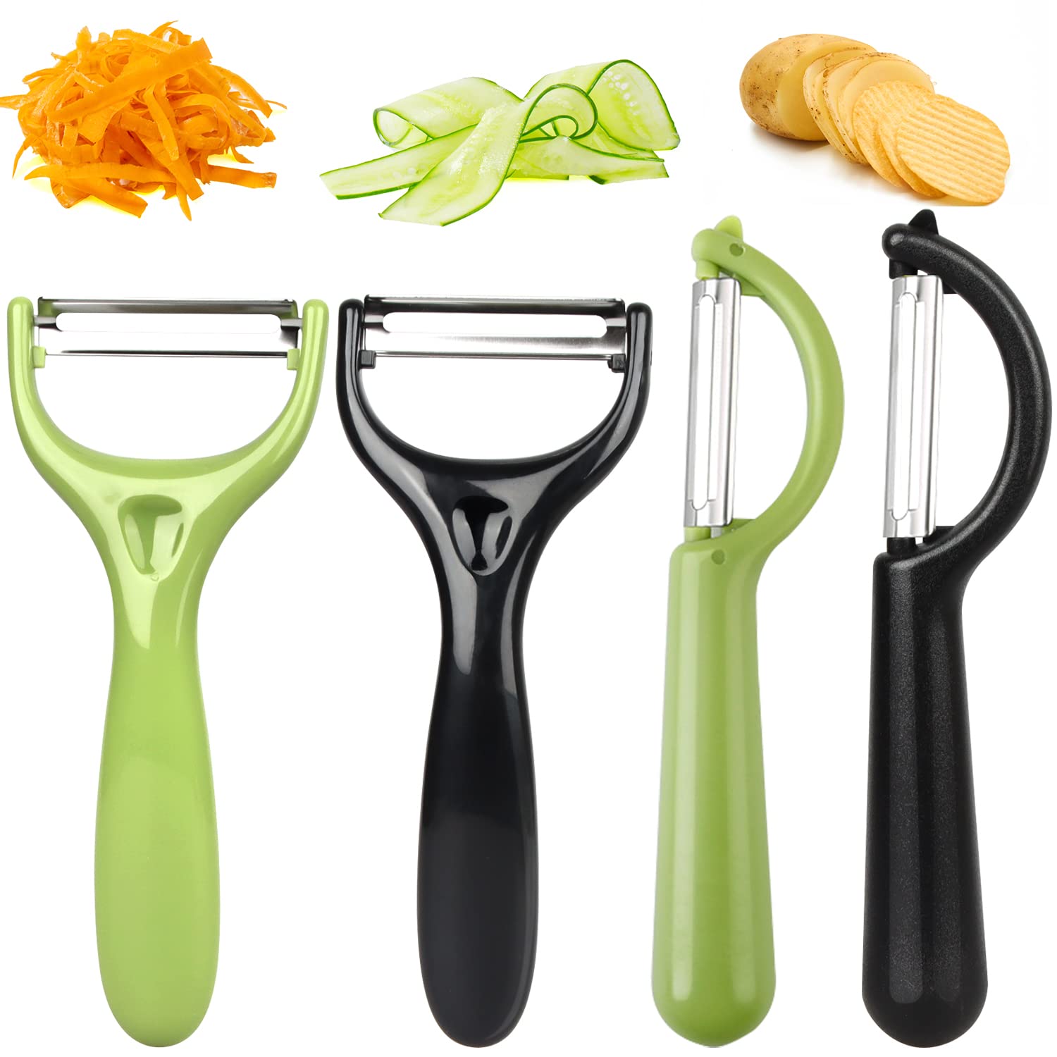 Pack of 4 Universal Peeler Stainless Steel Double Edge Peeler Peeler Ergonomic Handle for Potatoes Carrots Vegetables Fruit