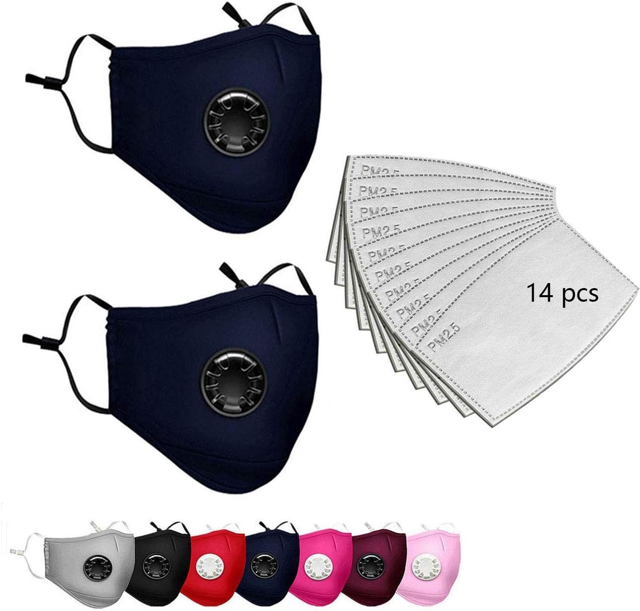 SSCYHT Easy Reusable Dust Mask Washable Protective Mask Fine Dust Mask Reusable Face Mask for Motorcycle Bikes,blue,2+14 pack