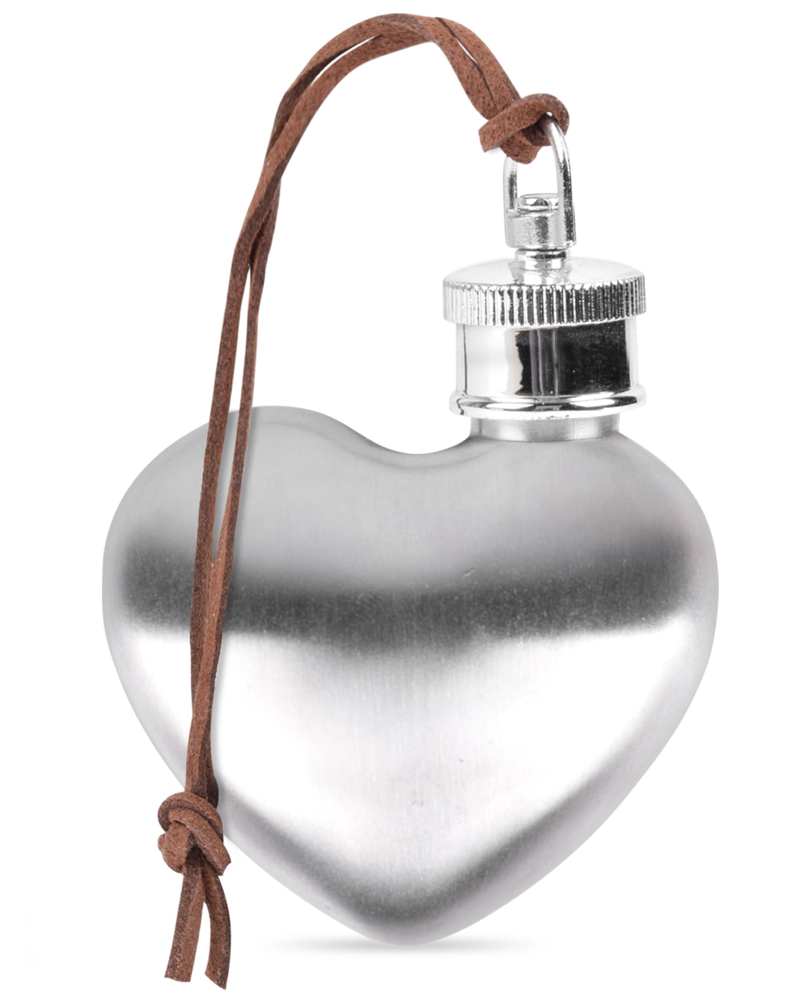 Tycoonest Mini Hip Flask 1oz, Heart Shaped Stainless Steel Flask for Men and Women, Small Portable Pocket Whisky Bottle Silver for Outdoor Party Camping