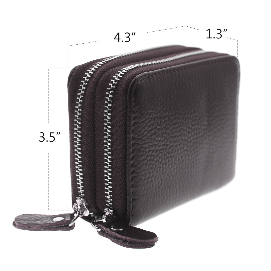 Womens Wallet Small double-zipper Wallet Mini Wallet Card Holder coin purse (BROWN)