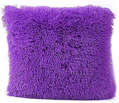 huamingzhongqing New Comfort Plush Pillowcases Sofa Waist Throw Cushion Pillow Cover Home car Decor 43cmx43cm (Purple, 43cm43cm/1616inch)