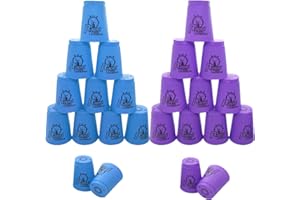 24 Pack Sports Stacking Cups, Quick Stack Cups Set Training Game for Travel Party Challenge Competition, Blue+Purple
