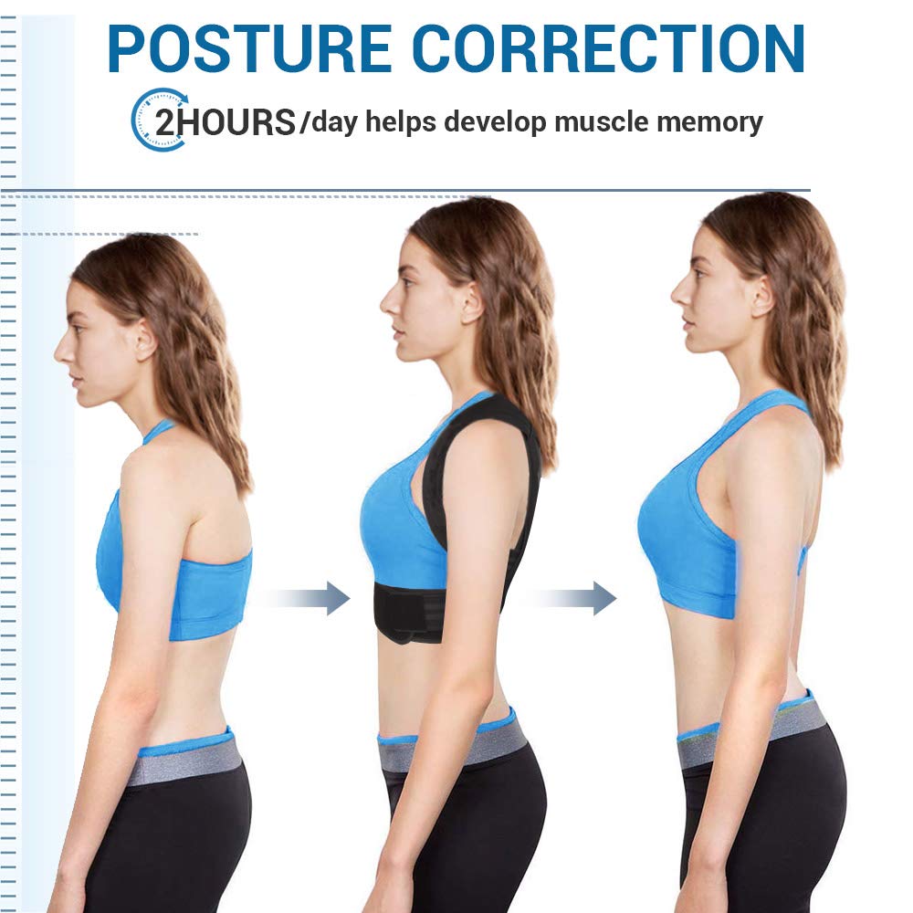 DIANMEI Posture Corrector for Men and Women, Back Brace Adjustable and Breathable for Posture Correction, Neck Brace for Neck & Shoulder Pain Relief and Support XL