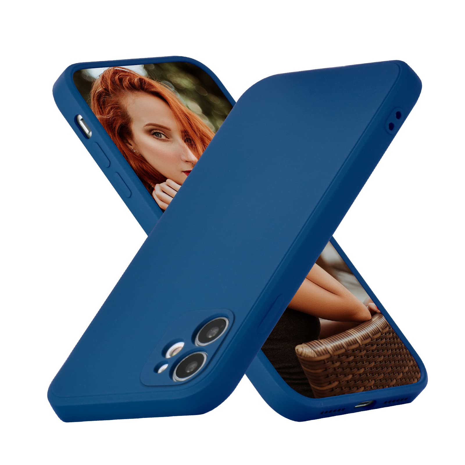 UEEBAI Case for iPhone 11 6.1 inch, Ultra Slim Straight Side Liquid Silicone Case Precise Cut-outs Gel Rubber TPU Bumper Case Smooth Lovely Shell Shockproof Protective Cover for iPhone 11 - Dark Blue