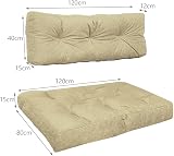 VOUNOT Euro Pallet Cushions Set Waterproof Beige Indoor Outdoor 120x80 view 2