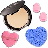 Beetbul Makeup & Exfoliation Kit - Bissú Compact Powder + 1 Medium Velvet Puff + 2 Finger Puffs + 1 Facial Exfoliating Sponge (05 Pebble, One Size)