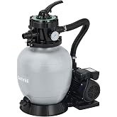 16" Sand Filter Pump for Above Ground Pool with Timer, 1HP 3962GPH Swimming Pool Pump &amp; Sand Filter System with 7-Way Valve &amp; Strainer Basket, Pool Pumps Above Ground, Grey