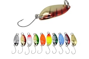 KTGCOZS Pack of 10 Micro Metal Spoon Fishing Lure Trout Bass Fishing Tackle 1/8oz 3g