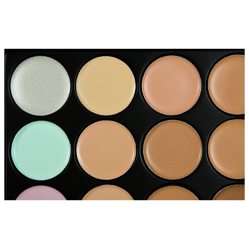 Concealer Palette, Anself 15 Colors Makeup Cream Facial Camouflage Concealer Palette with Sponge Puff Oval & Makeup Brush for Christmas Gift : Beauty