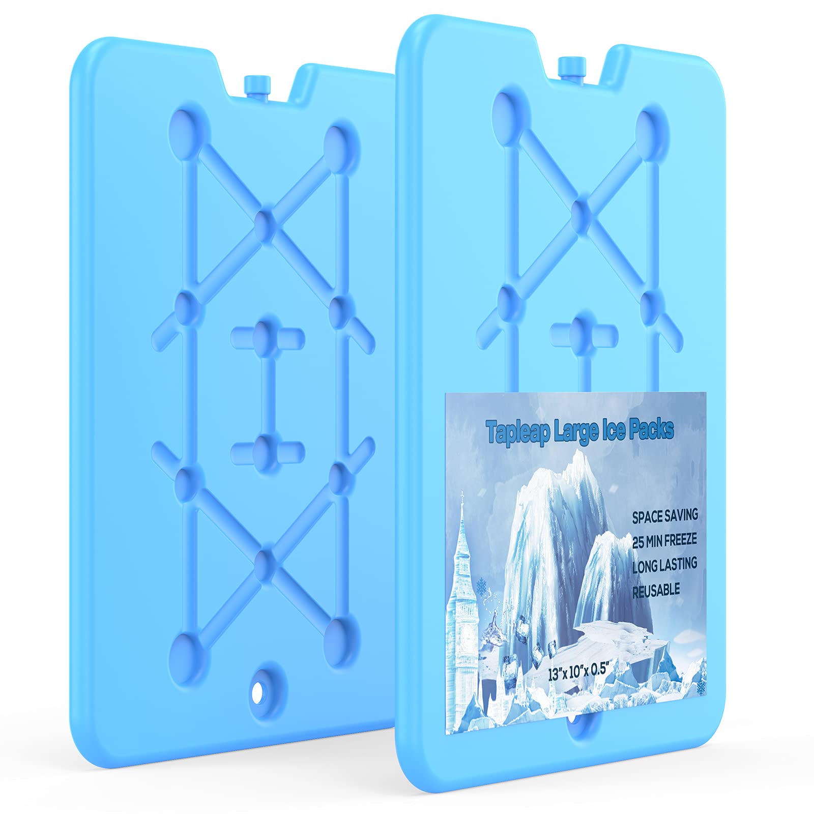 Tapleap Large Ice Packs for Coolers - Freezer Packs for Camping- Long ...