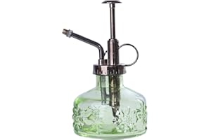 Hovico Glass Plant Mister Spray Bottle, 6.3inch Tall Vintage Plant Spritzer Watering Can, Succulent Watering Bottle with Top Pump, Plant Mister Glass Watering Garden Tool (Green)
