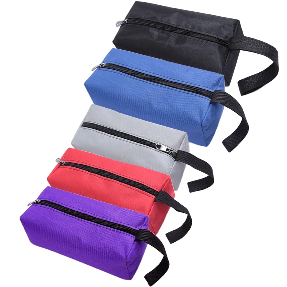 Tool Pouch Tool Zipper Pouches 5 Color Small Tool Pouch Multipurpose Tool Bag Canvas Zipper Small Tool Bags Organizer Small Hand-held Tool Holder Pocket Storage Bag Waterproof Electricians Tool Bag