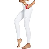 COOLOMG High Waisted Yoga Leggings Women Yoga Pants with Pocket Printed Athletic Running Workout Pants