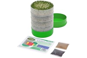 KITCHEN CROP Deluxe Seed Sprouter with 4 Growing Trays and 1 Seed Packets, (Alfalfa Seeds) Easily Grow Sprouts Indoors for a Healthy Lifestyle