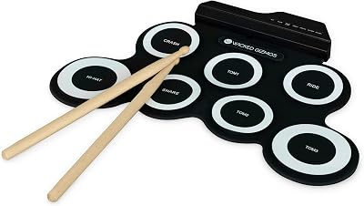 Wicked Gizmos WG Electronic Drum Mat – Portable Roll Up Digital Pad with Sticks