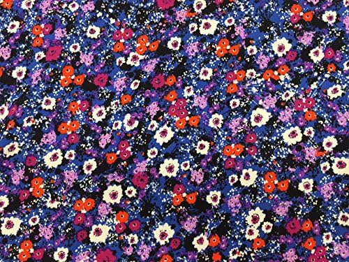 100% rayon challis small flower print PURPLE 60"w Fabric by the yard
