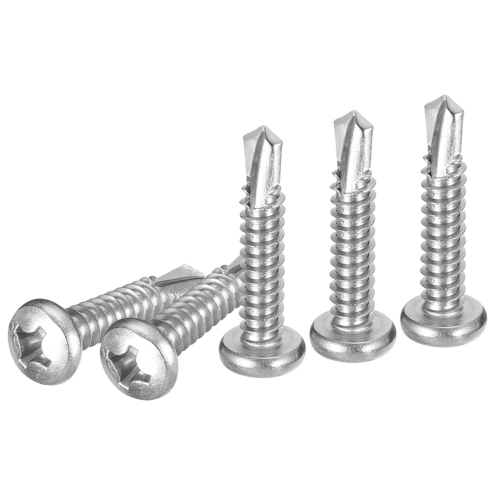 DTGN #14x1-1/4" Pan Head Self Drilling Screws - 100Pack - 410 Stainless Steel Phillips Drive Self Tapping Sheet Metal Screws