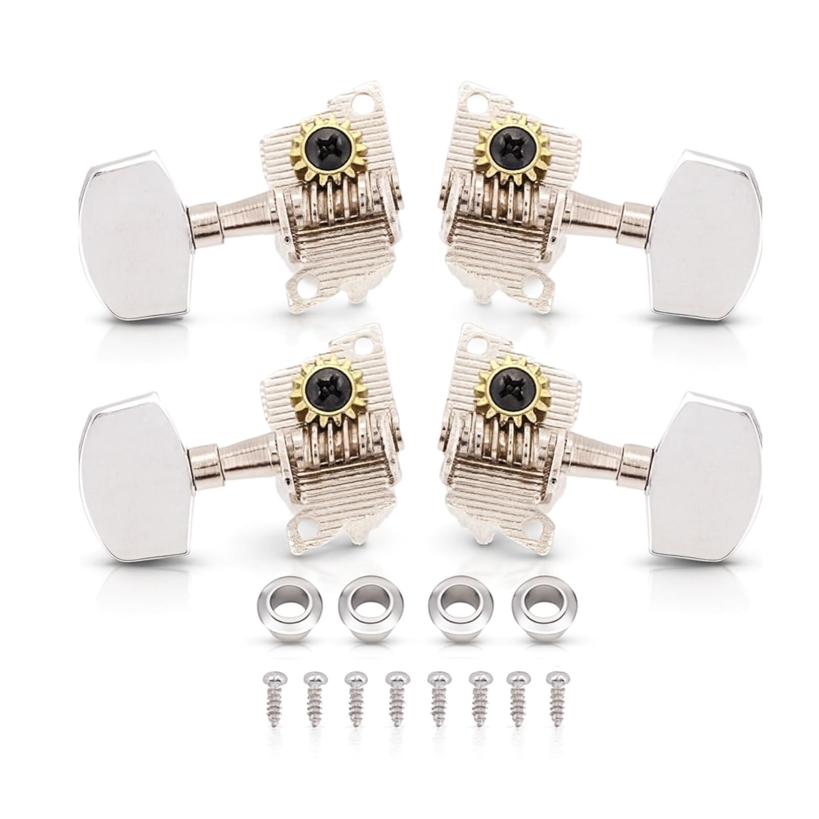 Ukulele Tuning Pegs, 2L2R Classical Style Ukulele Tuning Pegs Machine Heads for Ukulele DIY Parts (Silver)