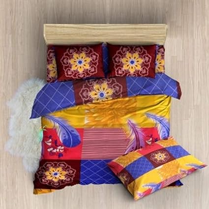 Bombay Dyeing Felix 136 TC Microfibre Double Bedsheet with 2 Pillow Covers - Blue