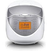 CUCKOO Micom Rice Cooker 6 Cup Uncooked / 12 Cup Cooked, Korean Fuzzy Logic Rice Cooker with Delay Timer & Keep Warm Setting, Versatile Food Steamer with Non-Stick Inner Pot, Silver (CR-0632F)