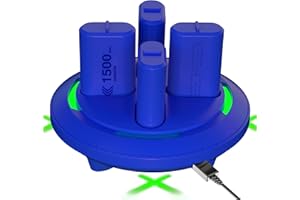 TUNROP Rechargeable Battery Packs for Xbox One/Xbox Series X|S, 4 X 1500mAh Xbox one Rechargeable Battery Packs, Rechargeable Batteries with Charger for Xbox One/One S/One X/One Elite (Blue)