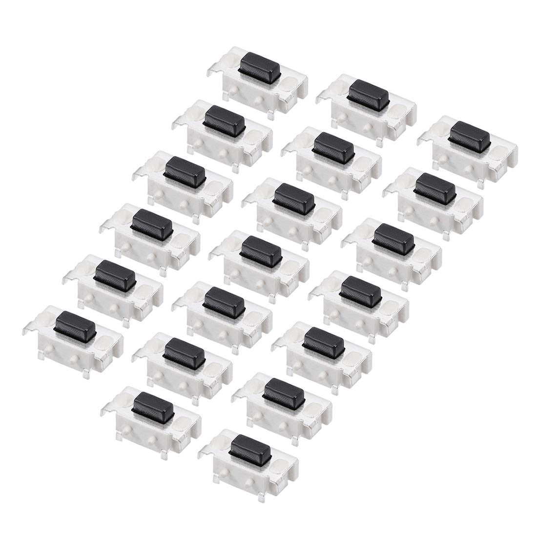sourcing map 3x6x3.5mm Panel PCB Momentary Tactile Tact Push Button Switch 2 Terminals 20 Pcs, White, 3*6*3.5 20pcs