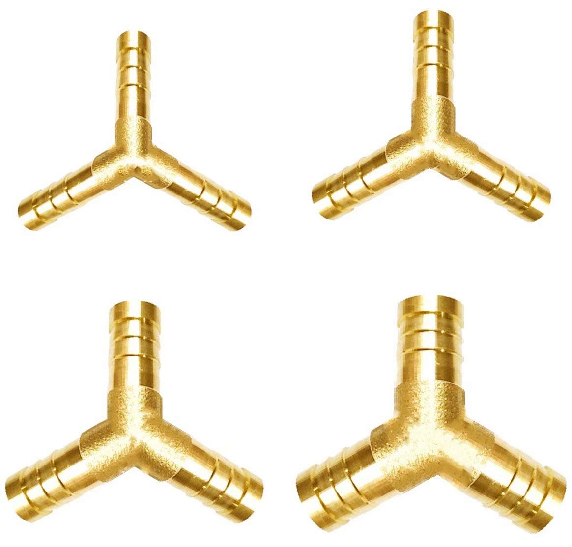 YYUWEI Y Piece Brass Hose Connector 4PCS Fuel Hose Connector Pneumatic Hose Barbed Connector for Fuel Air Water Gas Oil (6mm 8mm 10mm 12mm)