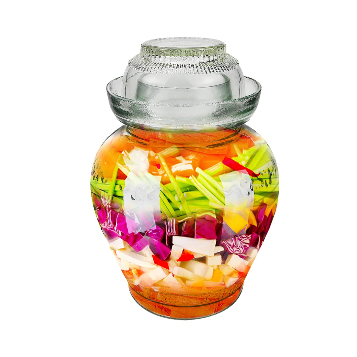 DOERDO Glass Jar with Lid Pickle Jar Glass Fermenting Jars with Water Seal Airlock Lid Brewing Wine Jar, Thickning 2.5L