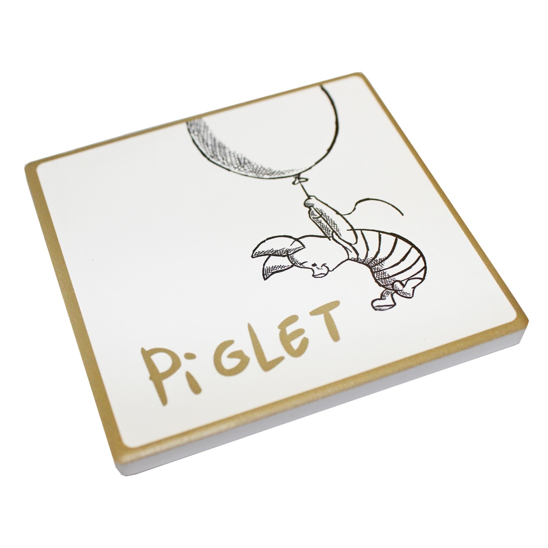 Disney Piglet Coaster 10cm Cork Backed Classic Ceramic Gold Trim Coaster (Piglet)