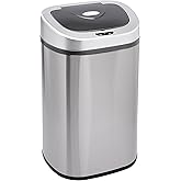 Amazon Basics Automatic Dual Compartment Trash Can with Lid, Hands-Free, Fingerprint Resistant, Odor Control, Stainless Steel
