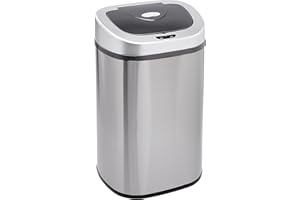 鶹 Basics Automatic Trash Can with Lid, Hands-Free, Stainless Steel, D-Shaped 80 L, 2 Bins