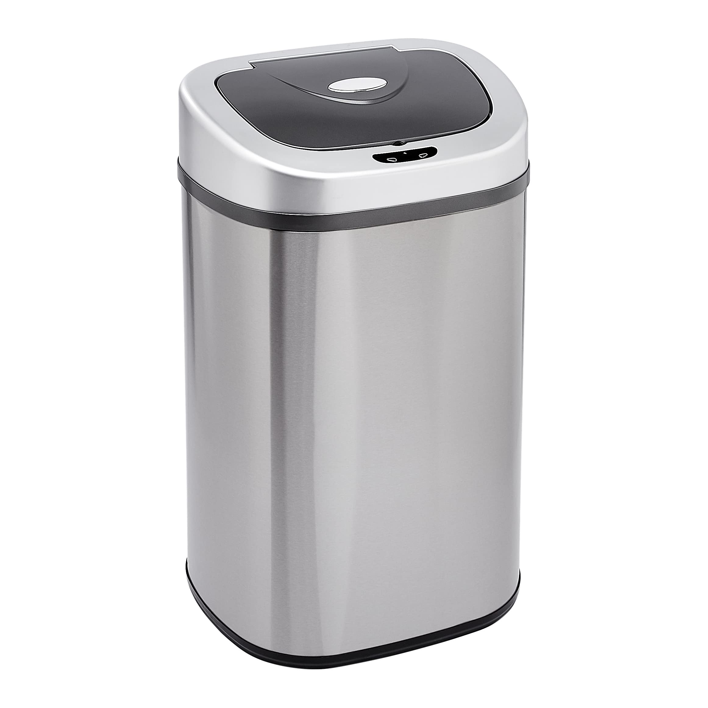 Photo 1 of **DIRTY/SCRATCHES** Amazon Basics Automatic Trash Can with Lid, Hands-Free, Stainless Steel, D-Shaped 80 l, 2 Bins