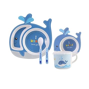 Amazon.com: encoco niños fibra de bambú plato con divisiones ...