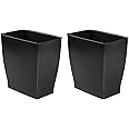 iDesign Small Rectangular Bathroom Trash Cans - Set of 2 - Black