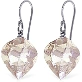 Galaxy Gold GG 14k White Gold Dangle Earrings with Spiral White Topaz