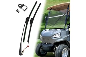 MOTOQUEEN No Drill Universal Golf Cart Windshield Wiper Blade Kit with Manual Wiper Arm and Bracket, Fit for Ezgo | Yamaha | Club Car, with A Frameless Wiper Blade Replacement