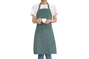 MORNITE Art Apron for Painting Pottery Ceramics, Waterproof Kitchen Apron for Mens Women Cooking with Pockets