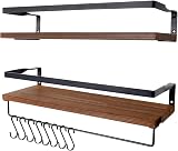 AGM Floating Shelves Wall Mounted Shelf Set of 2 with Towel Bar 33 lbs