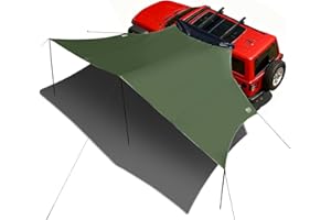 TIMBER RIDGE 19x9.8ft Retractable Car Awning with Blackout Coating, 186ft² Roof Rack Pull-Out Sun Shade Overland Camping, UPF50+ Waterproof Sun Shelter for Vehicle/Truck/Jeep/SUV/Van Green