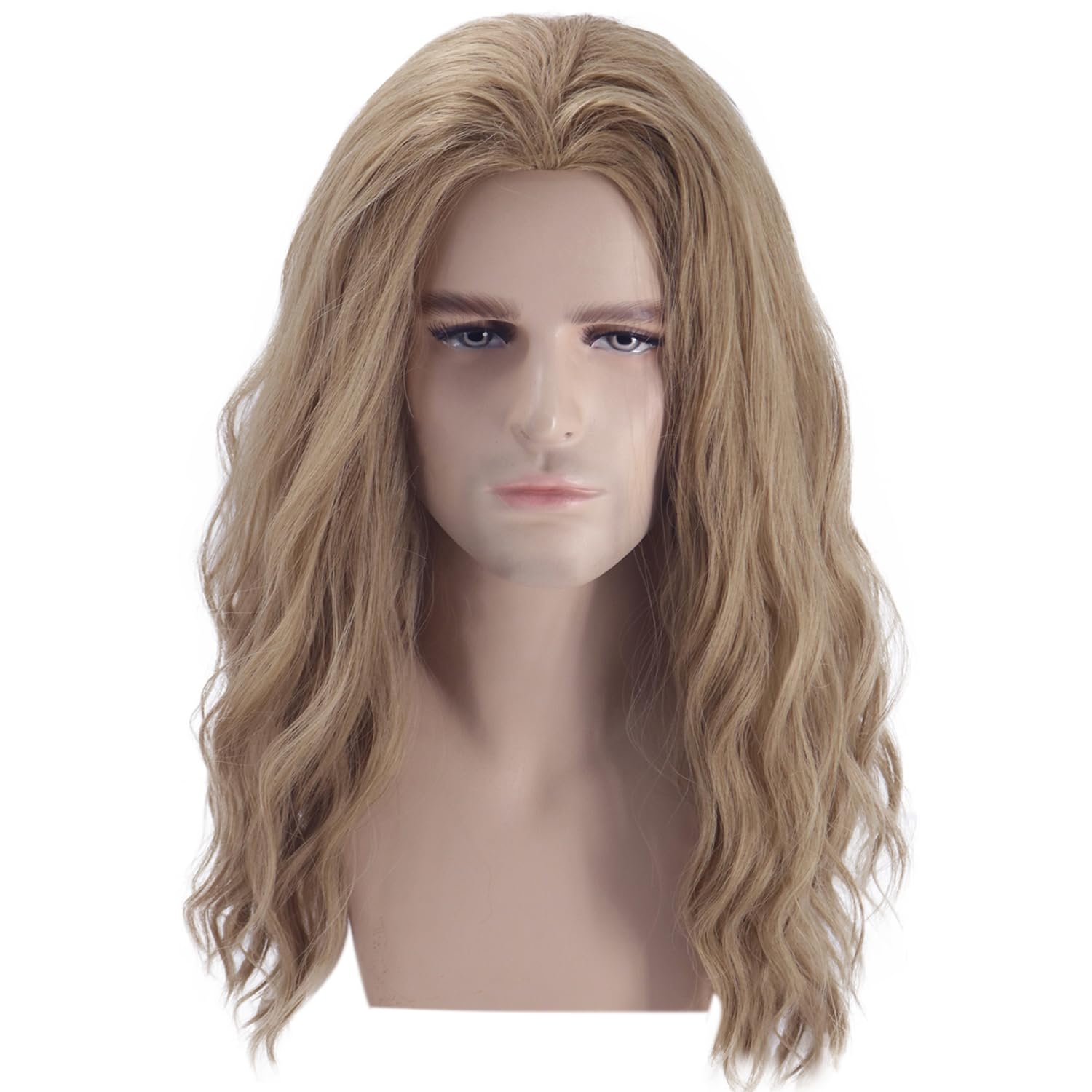 Photo 1 of PATTNIUM Blonde Wig Mens Shoulder length Ash Blonde Wig Wavy Dirty Blonde Wigs Male Hair Heat Resistant Synthetic Hair Cosplay Party Costume Daily Wear Wigs (Ash Blonde)