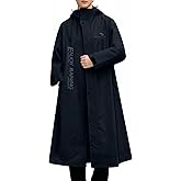 RINJOY Long Raincoat for Adults Reusable Waterproof Breathable Lightweight Jacket Poncho with Hooded for Men Women