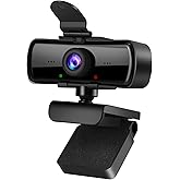 Ejfete 1080P HD Webcam with Microphone and Privacy Cover, USB Plug &amp; Play Computer Camera, 120&deg; Wide Angle Fixed Focus Web Camera for Video Conferencing, Online Learning, Streaming and Gaming