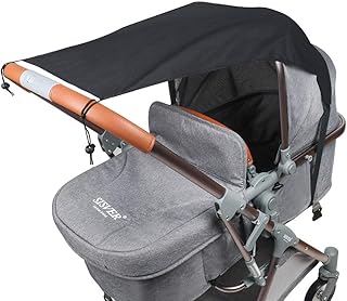 Fengzio Universal Sonnensegel für Kinderwagen/Babywanne UV Schutz Beschichtung 50+ Sonnenschutz für Babys Sonnensegel mit Tasche - Schwarz