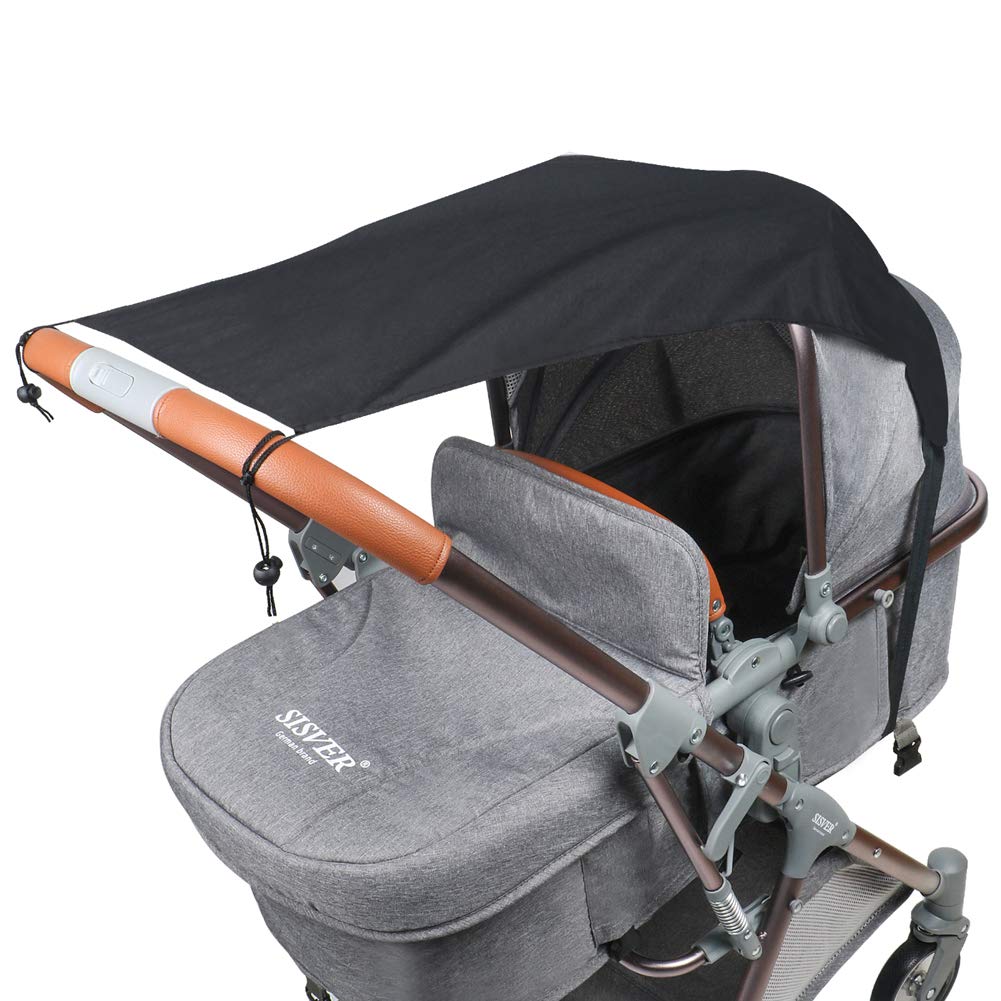 Fengzio Universal Sonnensegel für Kinderwagen/Babywanne UV Schutz Beschichtung 50+ Sonnenschutz für Babys Sonnensegel mit Tasche - Schwarz